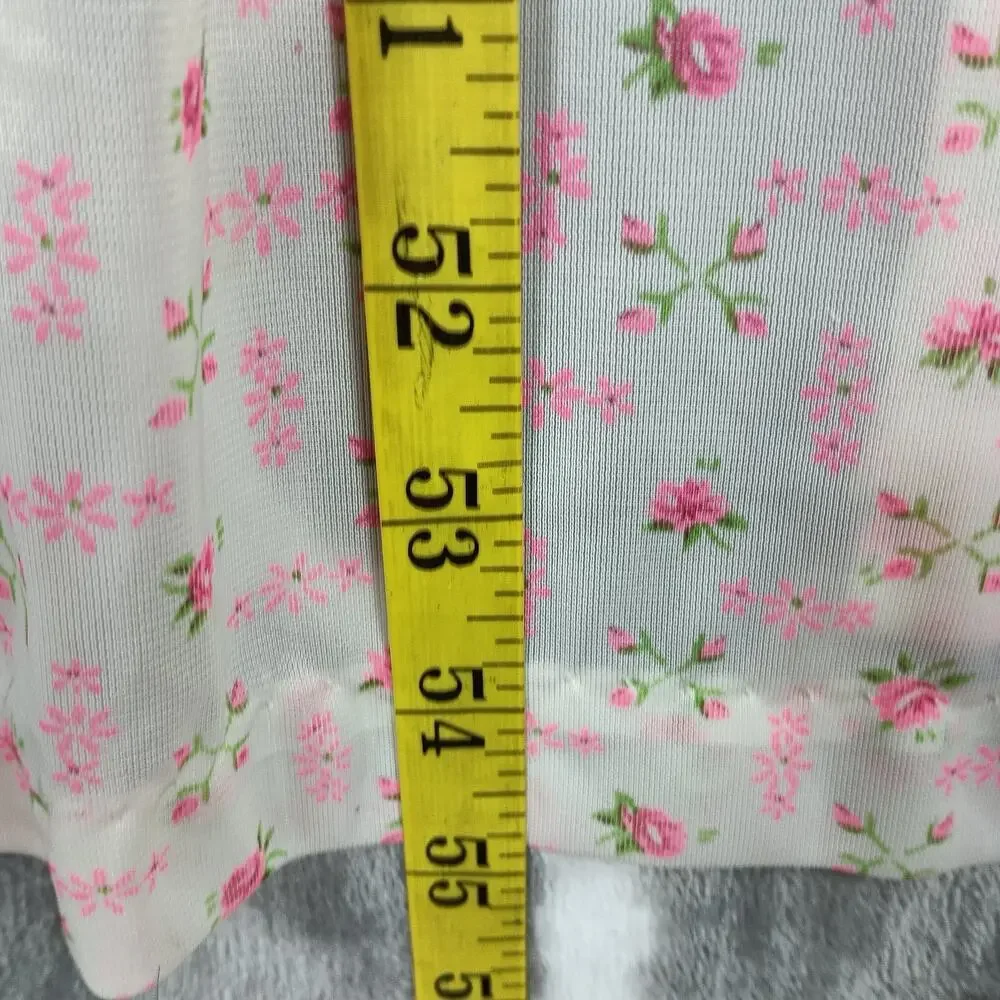 Jeri Morton Lingerie Nightgown Women Medium Pink Floral Long Sleeve Vintage 60s - Picture 8 of 14